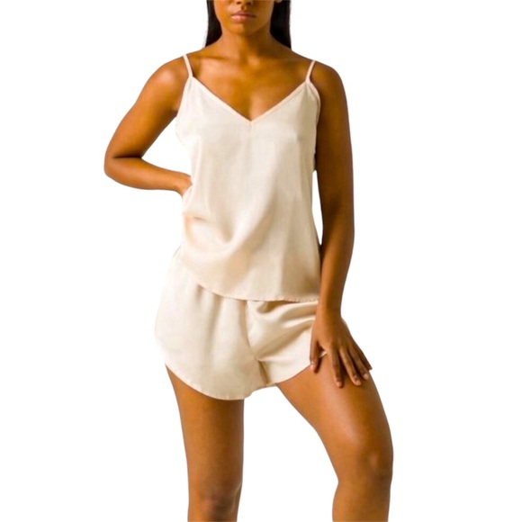 Ettitude Sateen Cami and Shortie Setin Oat Size Medium